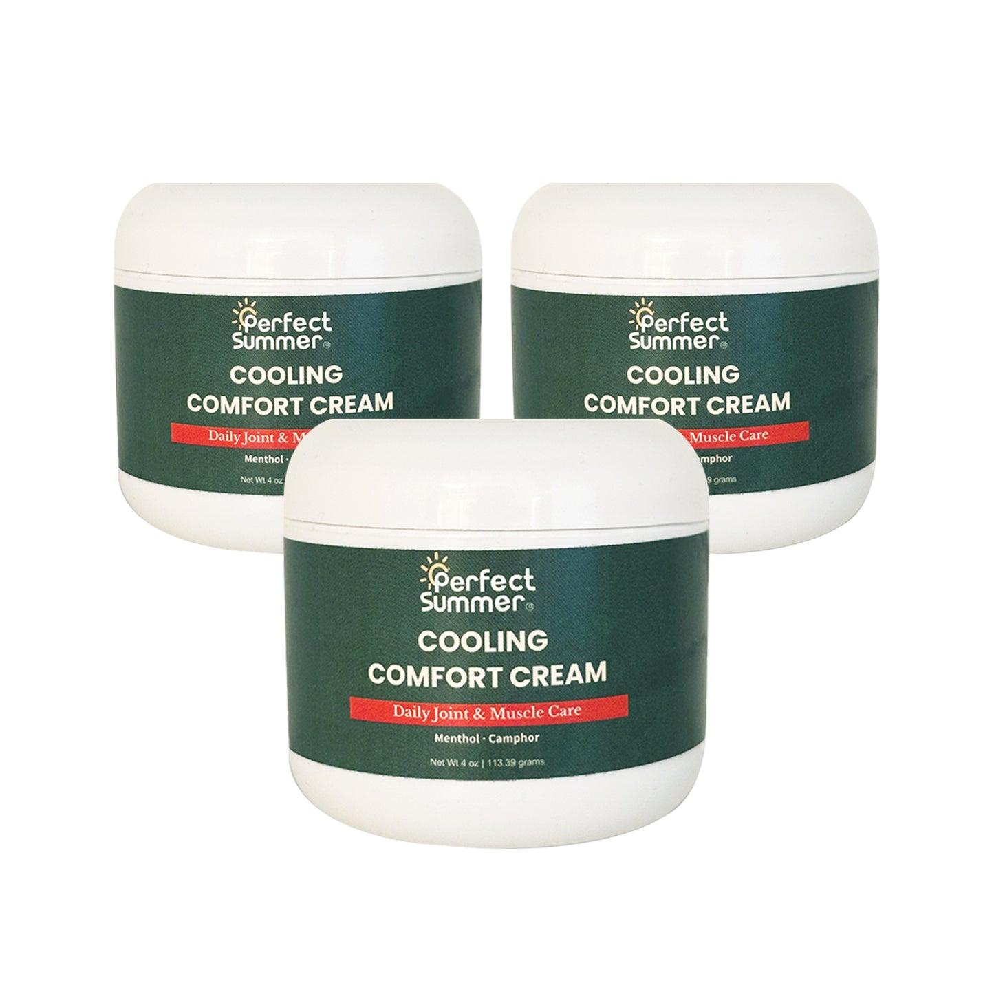 Perfect Summer Cooling Comfort Cream Moisturizers with Menthol, Camphor, Copper Tripeptide-01, Capsaicin, Clove Oil and Sunflower Oil  V4