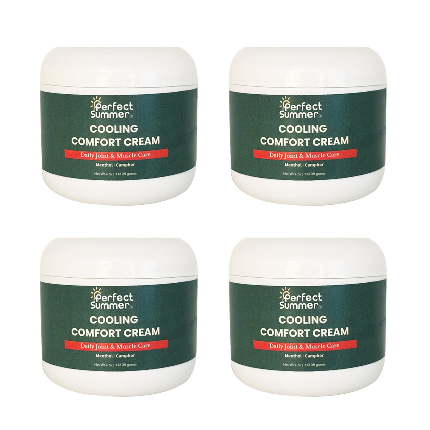 Perfect Summer Cooling Comfort Cream Moisturizers with Menthol, Camphor, Copper Tripeptide-01, Capsaicin, Clove Oil and Sunflower Oil  V4